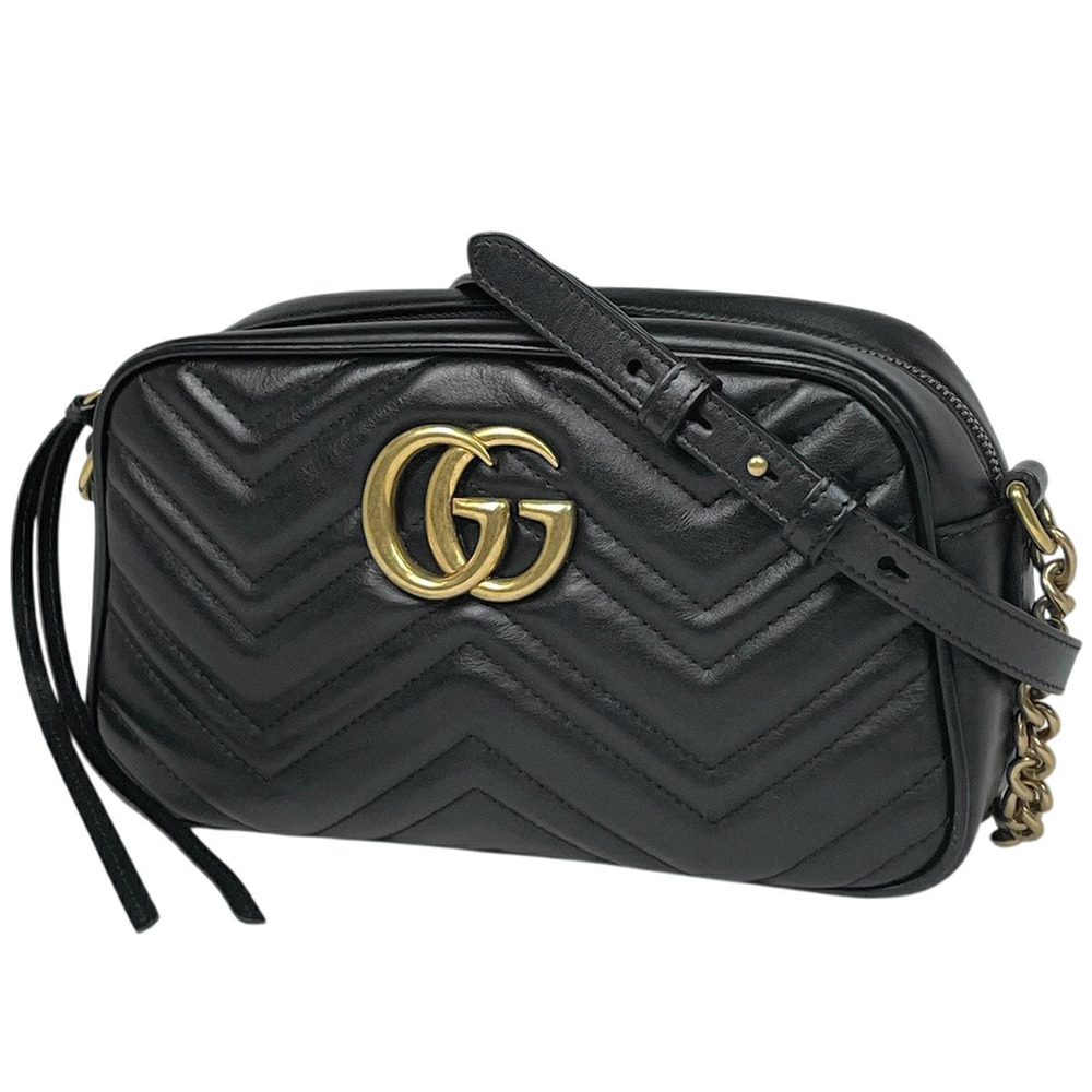 Gucci GG Marmont Chain Shoulder Bag Leather Black